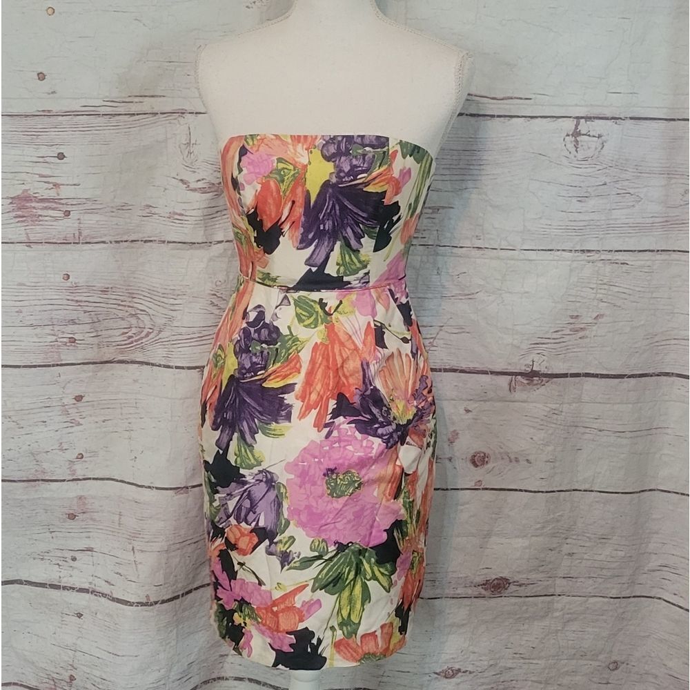 J. Crew Ella Garden‎ Floral Strapless Dress Size 00 NWT